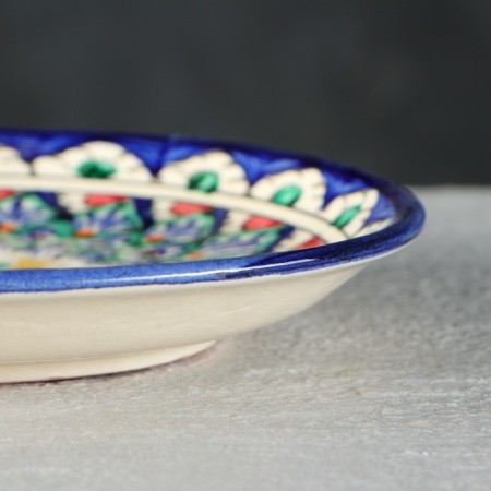 Plate of the Rishtan ceramics "Flowers", blue, flat, 15 cm, mix-5