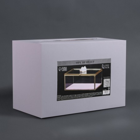 Organizer for storage "Crystal", with a lid, glass, 1 section, 17 × 11.5 × 10 cm, the color is transparent/copper/pink-11