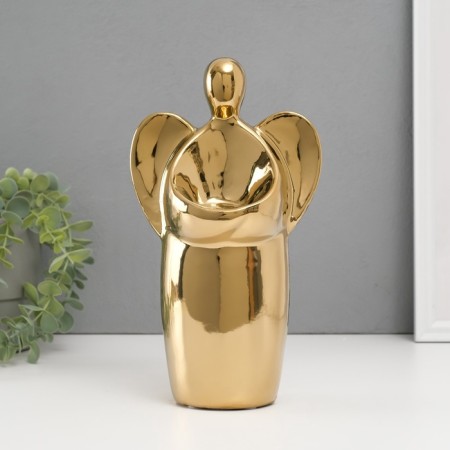 Ceramics candlestick for 1 candle "Angel" d = 3.5 cm gold 14x9.5x25 cm-1
