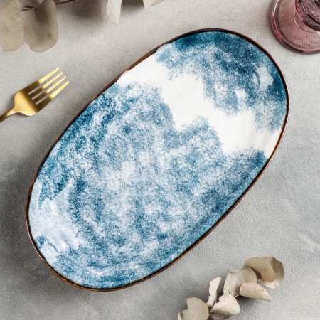 Ceramic Serving "Sea", 30.5x17.5 cm, blue color