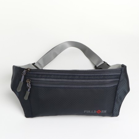 Lightning waist bag, 2 outer pockets, black color-1