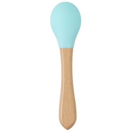 A spoon for nursery for feeding crumb I (silicone, bamboo), blue color-3