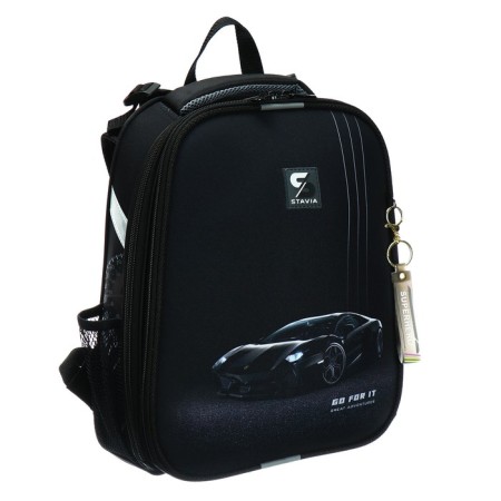 School backpack 38 x 30 x 16 cm, ergonomic back, stavia "monochrome", black-1