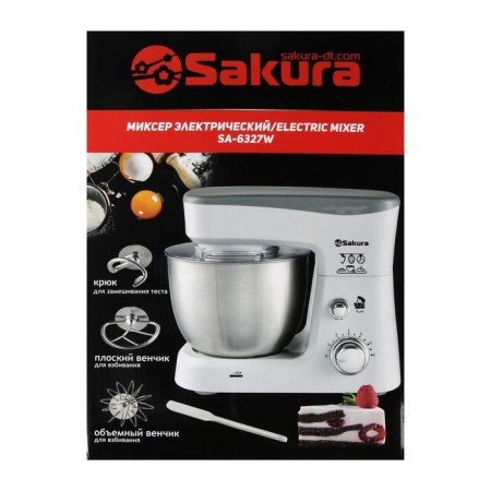 Mixer Sakura SA-6327W, Planetary, 1000 W, 3.5 L, 6 speeds, 3 nozzles, white-10