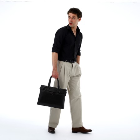 Male Business Bag, Textura, 2 external pockets, brown color-10