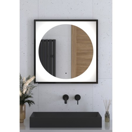 Mirror in a baguette frame with LED lighting 15 W, 70x70 cm, IR - switch, neutral white light,-2