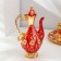 Set of wine jug, 6 glasses and tray "Türkiye. Medallion and patterns" red with gold