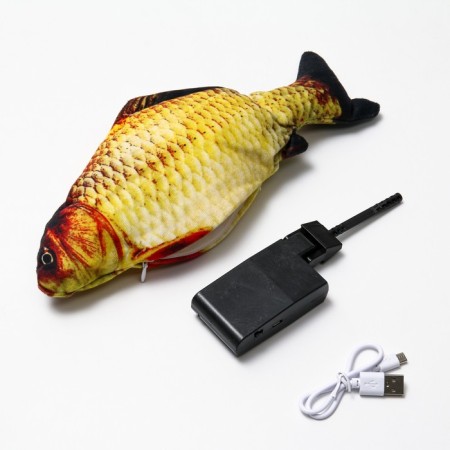 A toy for cats "crucian carp" with a moving tail and with a USB-ship, 28 cm-1