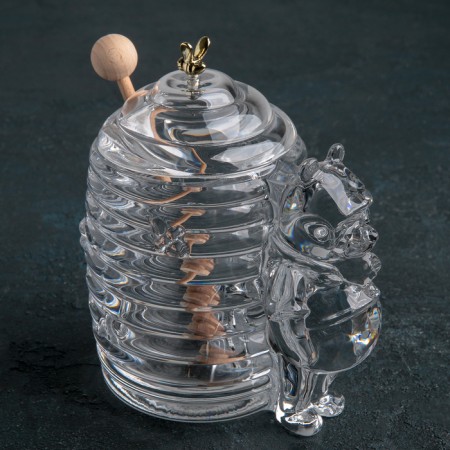 Crystal capacity for honey "Bear with a hive", 250 ml, h = 15 cm