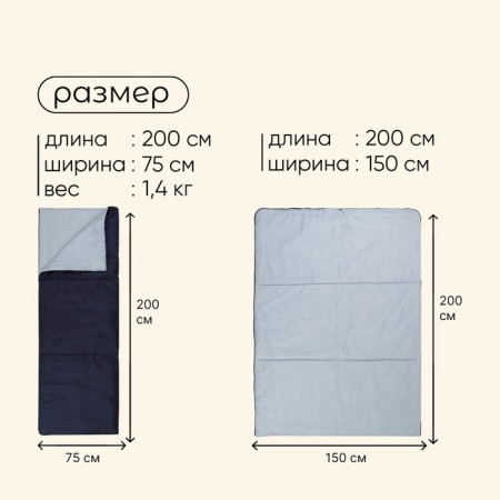 Sleeping bag Maclay, blanket, right, 200x75 cm, up to -5 ° C-2