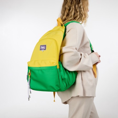 Backpack 2 of the lightning department, 4 outer pockets, yellow/green color-7