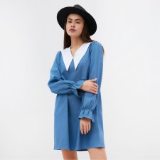 Women's dress with a collar Mist, p.44, blue