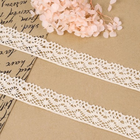 Knitted lace, 28 mm × 10 ± 1 m, beige color-1