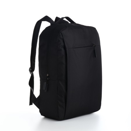 Youth backpack from textiles with lightning, 2 pockets, black color