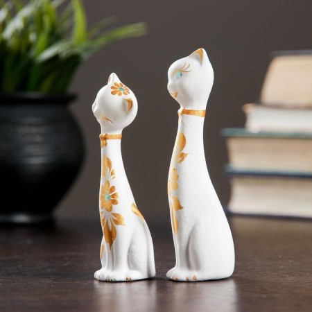 Figure "Love Cats" set 2 pcs white 3x3x11 cm-1