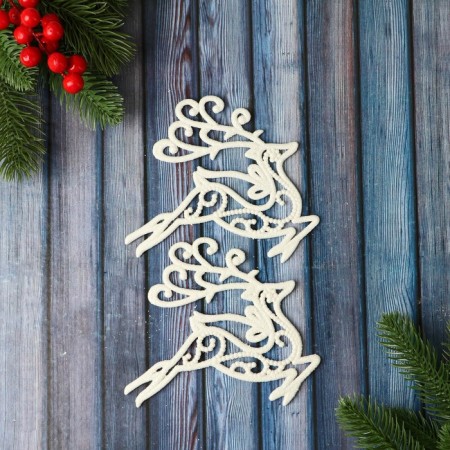 Christmas tree decoration "Deer Lux" (set 2 pcs) 11x11 cm, white
