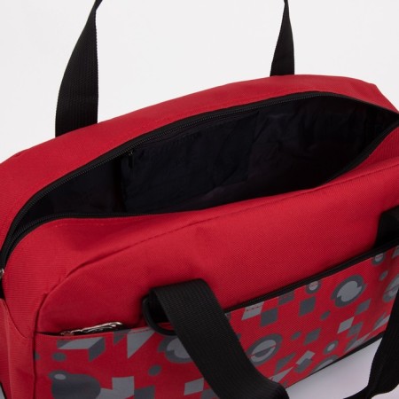 Sports bag with lightning, external pocket, suitcase holder, red color-2
