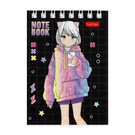 Notepad A7, 60 sheets in a cage, on the crest "ANIME", covered cardboard, block 65 g/m², mix-1