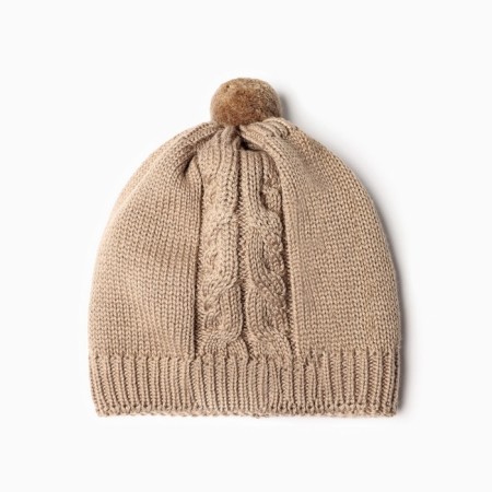 Combineson children with a hat knitted minaku, height 68-74, brown color-12