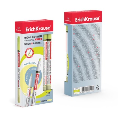 Erichkrause Visioline V-16 Neon+Pastel, 0.6-3.3 mm, bilateral, water-based ink, yellow, yellow-3