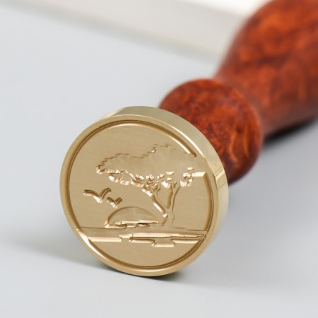 Printing for wax with a wooden handle "Sunset in Africa" ​​9x2.5x2.5 cm-3