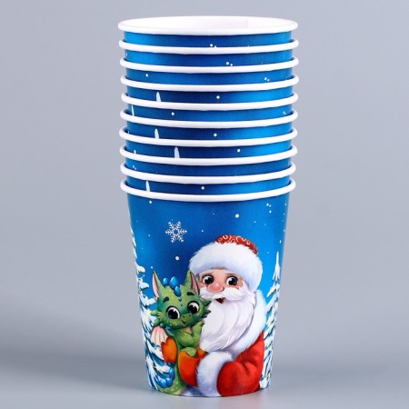 A one -time paper glass “Happy New Year”, Santa Claus, 250 ml-2