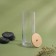Organizer for storing cotton pads, with a lid, D 6.5 × 18 cm, in a cardboard box, the color is transparent/brown