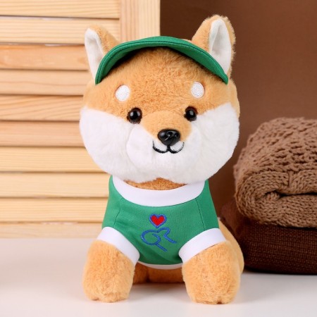Soft toy "Dog" in a green cap, 23 cm-1