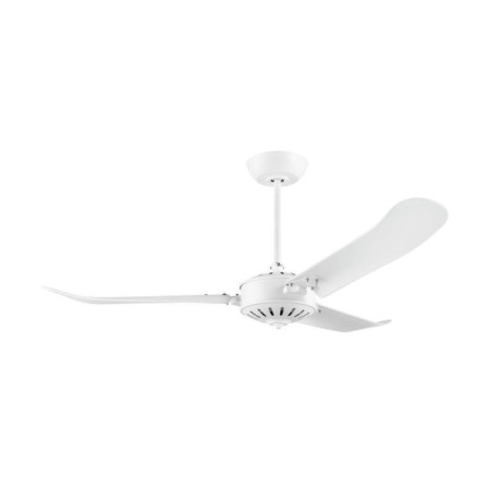 Ceiling fan with a lumberry Hoi A, aluminum, metal, white, matte
