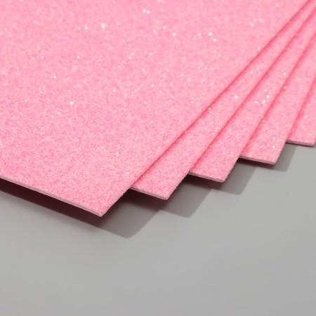 A set of glitter foamiran (5 sheets) 2 mm, 20x30 cm, light pink-1
