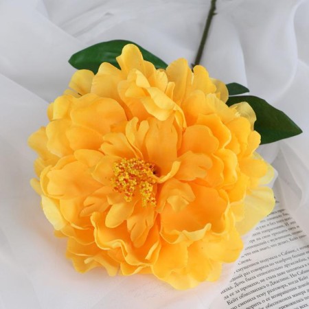Artificial flowers "velvet peony" 15x55 cm, yellow-1