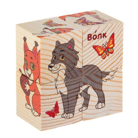 Wooden cubes "forest animals", set of 4 pcs.-6