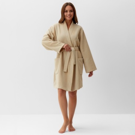 Women's bathrobe, col. Beige, rr 46-48, 100% polyester, 300 g/m2