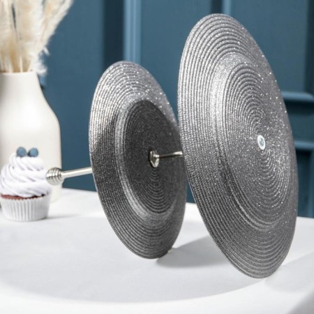 2-tier dish "Flying of the night", D = 21/28 cm, silver color-2