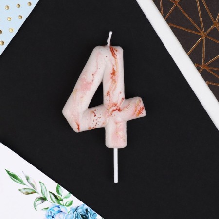 Candle for the cake, number "4", marble, 5.5 x 8 cm.-2