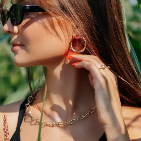 Earrings metal "circles" are dense, color gold-4