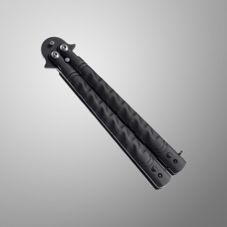 Training butterfly knife, steel - 420, handle - steel, 22 cm-1