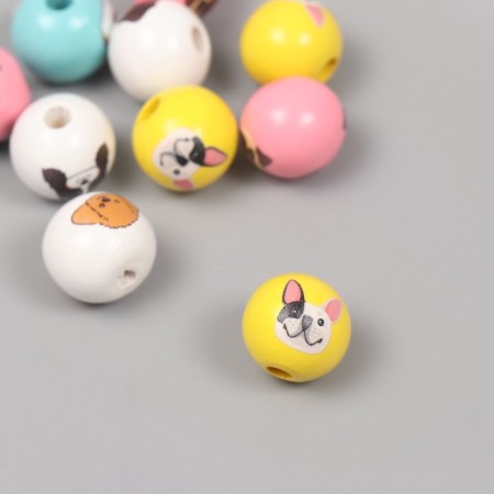 Beads for creativity wood "dogs" set 10 pcs 1.6x1.6x1.6 cm-2