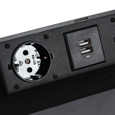 Luazon Lighting, 16 A, double, in the table, 2xUSB, 2.1 A, black-3