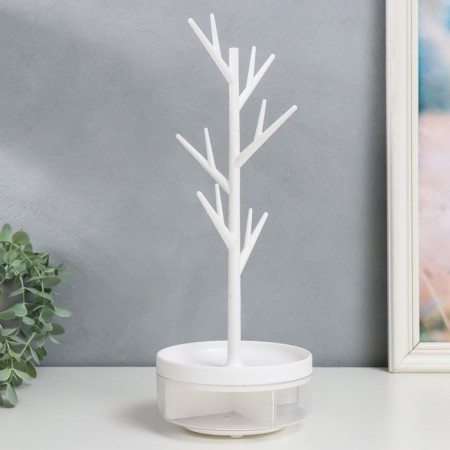 Casket with a stand for jewelry plastic "tree" white 14x36.5x14 cm-1