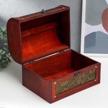 Casket Wood Equrated "Golden Flowers on the Black" chest 23x30x24 cm-1
