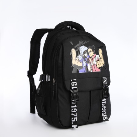 School backpack on lightning, 5 pockets, black color-2