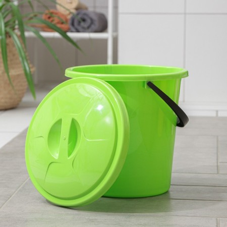 A bucket with a fixing lid and drain, 10 l, color mix-1