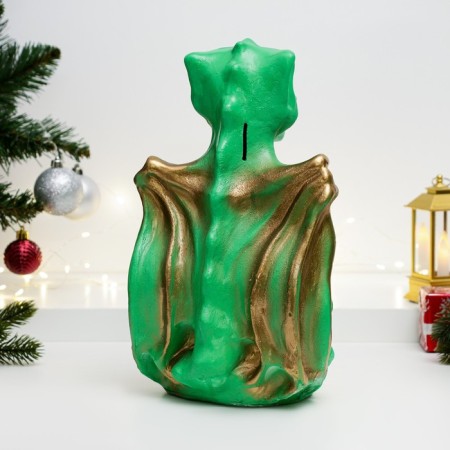 Piggy bank "Dragon Tikhon" Green with gold, 19x15x30cm-2
