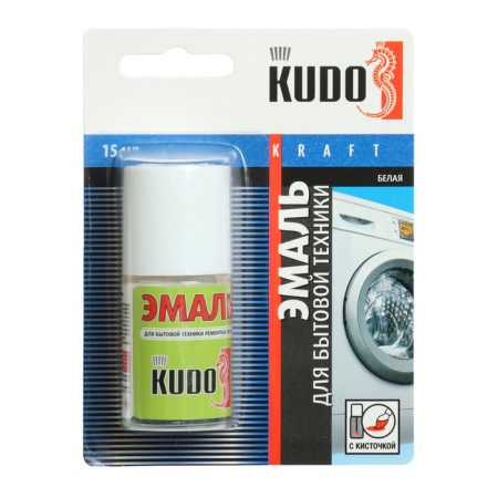 Enamel Kudo for household appliances with a brush, 15 ml, white, ku-7k1311