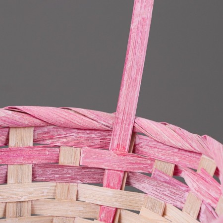 Wicker basket 19x9/34 cm, pink, bamboo-1