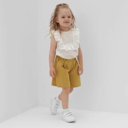 Шорты-бермуды для девочки MINAKU: Cotton collection цвет горчичный, рост 104-2