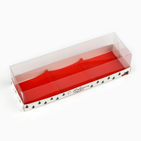 Box for Musser cakes “Happy New Year”, Christmas trees, 27 x 8.6 x 6.5 cm, New Year-2