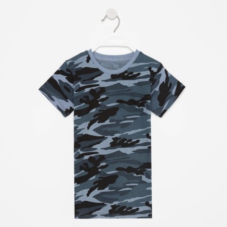 T-shirt for a boy, gray/camouflage color, height 134-140 cm-5