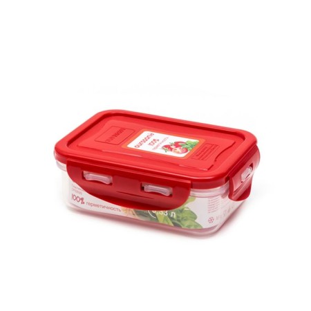 OURSSON plastic container, CP0303S/RD, red cover, 330 ml, rectangular